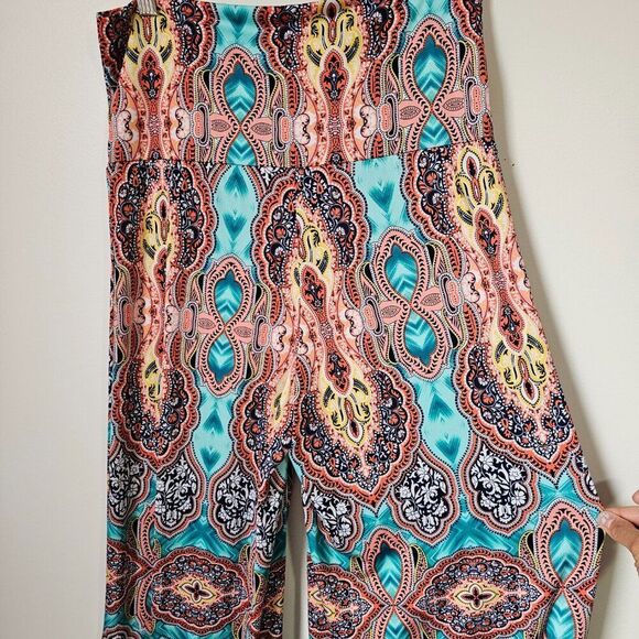 EUC LIKE NEW CHATOYANT WIDE LEG MANDALA PRINT BOHO SLINKY PANTS WIDE LEG PANT L - Picture 8 of 13